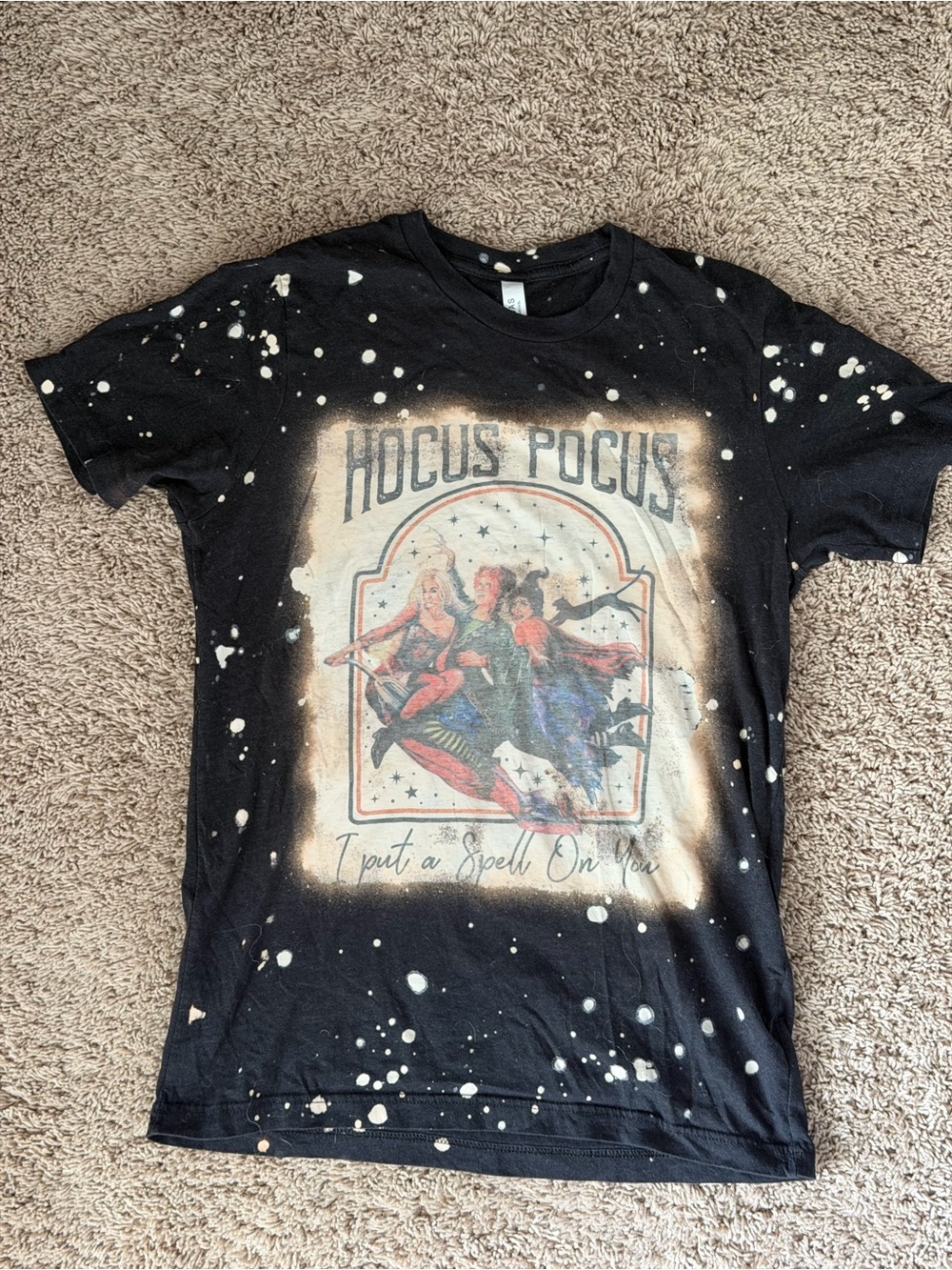 Hocus Pocus Graphic Tee - Black with Bleach Splatter
